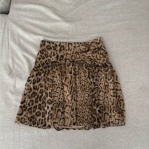 Express Brown Leopard Skater Skirt